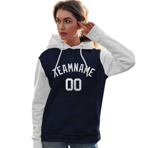 Custom Navy White Raglan Sleeves Pullover Personalized Team Sweatshirt Hoodie