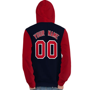 Custom Navy Red-White Raglan Sleeves Pullover Personalized Team Sweatshirt Hoodie