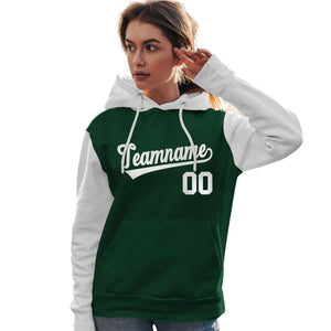 Custom Green White Raglan Sleeves Pullover Personalized Team Sweatshirt Hoodie