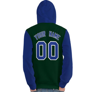 Custom Green Royal-White Raglan Sleeves Pullover Personalized Team Sweatshirt Hoodie