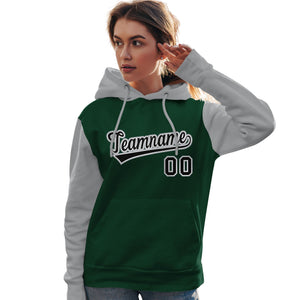 Custom Green Black-Gray Raglan Sleeves Pullover Personalized Team Sweatshirt Hoodie