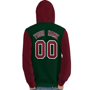 Custom Green Crimson-White Raglan Sleeves Pullover Personalized Team Sweatshirt Hoodie