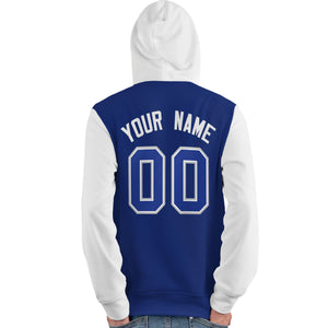 Custom Royal White-Gray Raglan Sleeves Pullover Personalized Team Sweatshirt Hoodie