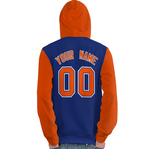 Custom Royal Orange-White Raglan Sleeves Pullover Personalized Team Sweatshirt Hoodie