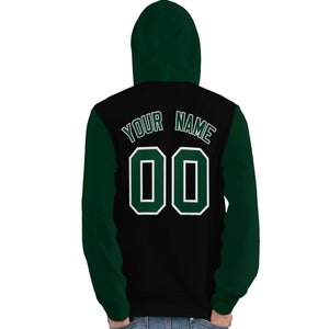 Custom Black Green-White Raglan Sleeves Pullover Personalized Team Sweatshirt Hoodie