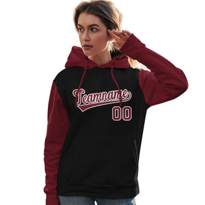 Custom Black Crimson-White Raglan Sleeves Pullover Personalized Team Sweatshirt Hoodie