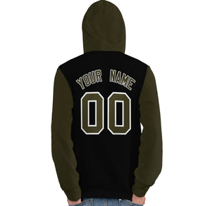 Custom Black Olive-White Raglan Sleeves Pullover Personalized Team Sweatshirt Hoodie