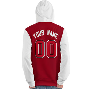 Custom Red Black-White Raglan Sleeves Pullover Personalized Team Sweatshirt Hoodie