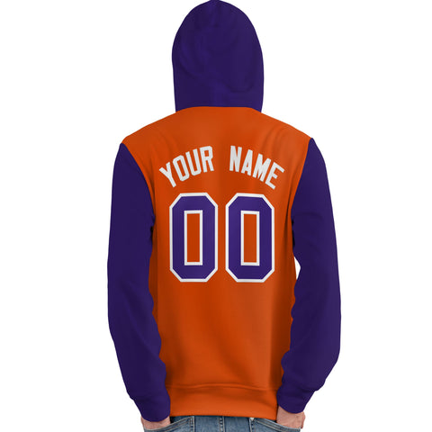 Custom Orange Purple-White Raglan Sleeves Pullover Personalized Team Sweatshirt Hoodie