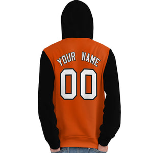 Custom Orange White-Black Raglan Sleeves Pullover Personalized Team Sweatshirt Hoodie