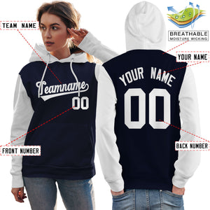 Custom Navy White Raglan Sleeves Pullover Personalized Team Sweatshirt Hoodie