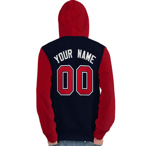 Custom Navy Red-White Raglan Sleeves Pullover Personalized Team Sweatshirt Hoodie