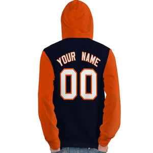 Custom Navy White-Orange Raglan Sleeves Pullover Personalized Team Sweatshirt Hoodie