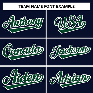 Custom Navy Green-White Raglan Sleeves Pullover Personalized Team Sweatshirt Hoodie