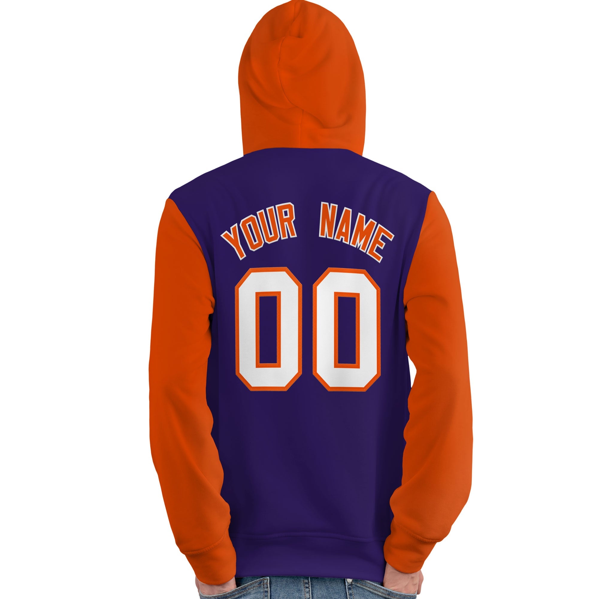 Custom Purple White-Orange Raglan Sleeves Pullover Personalized Team Sweatshirt Hoodie