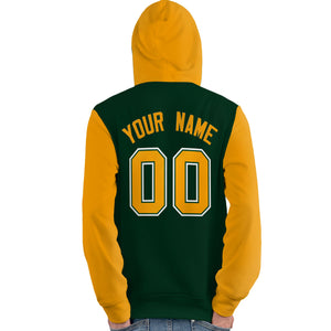 Custom Green Gold-White Raglan Sleeves Pullover Personalized Team Sweatshirt Hoodie