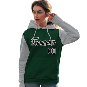 Custom Green Black-Gray Raglan Sleeves Pullover Personalized Team Sweatshirt Hoodie