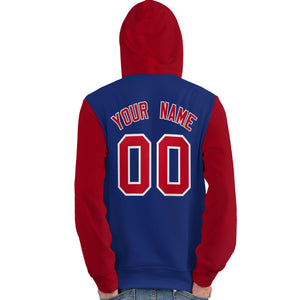 Custom Royal Red-White Raglan Sleeves Pullover Personalized Team Sweatshirt Hoodie