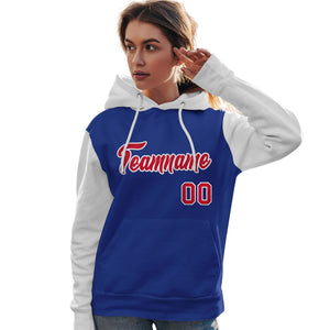 Custom Royal Red-White Raglan Sleeves Pullover Personalized Team Sweatshirt Hoodie