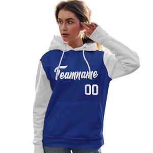 Custom Royal White Raglan Sleeves Pullover Personalized Team Sweatshirt Hoodie