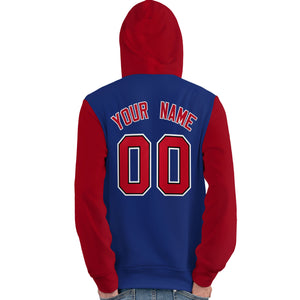 Custom Royal Red-White Raglan Sleeves Pullover Personalized Team Sweatshirt Hoodie