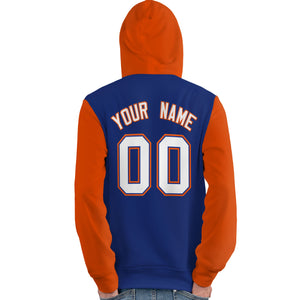 Custom Royal White-Orange Raglan Sleeves Pullover Personalized Team Sweatshirt Hoodie