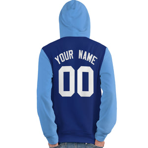 Custom Royal White-Light Blue Raglan Sleeves Pullover Personalized Team Sweatshirt Hoodie