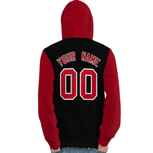 Custom Black Red-White Raglan Sleeves Pullover Personalized Team Sweatshirt Hoodie