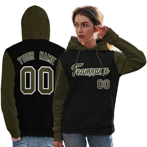 Custom Black Olive-White Raglan Sleeves Pullover Personalized Team Sweatshirt Hoodie