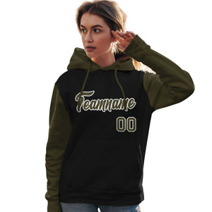 Custom Black Olive-White Raglan Sleeves Pullover Personalized Team Sweatshirt Hoodie