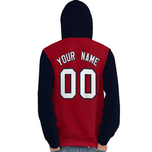 Custom Red White-Navy Raglan Sleeves Pullover Personalized Team Sweatshirt Hoodie