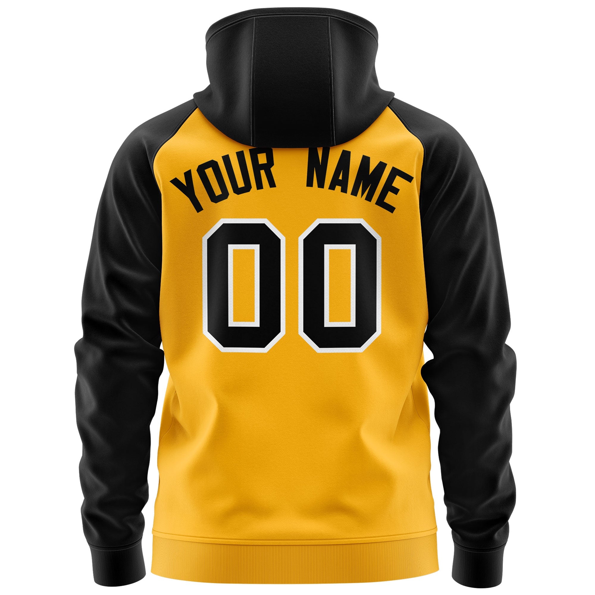 Custom Stitched Gold Black-White Raglan Sleeves Sports Full-Zip Sweatshirt Hoodie