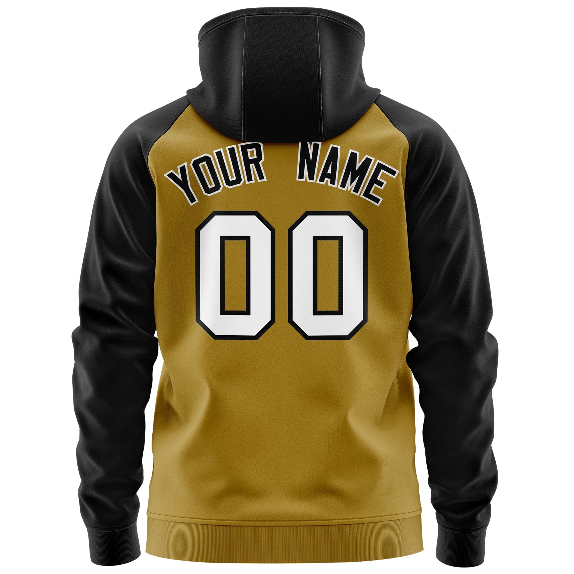 Custom Stitched Old Gold White-Black Raglan Sleeves Sports Full-Zip Sweatshirt Hoodie