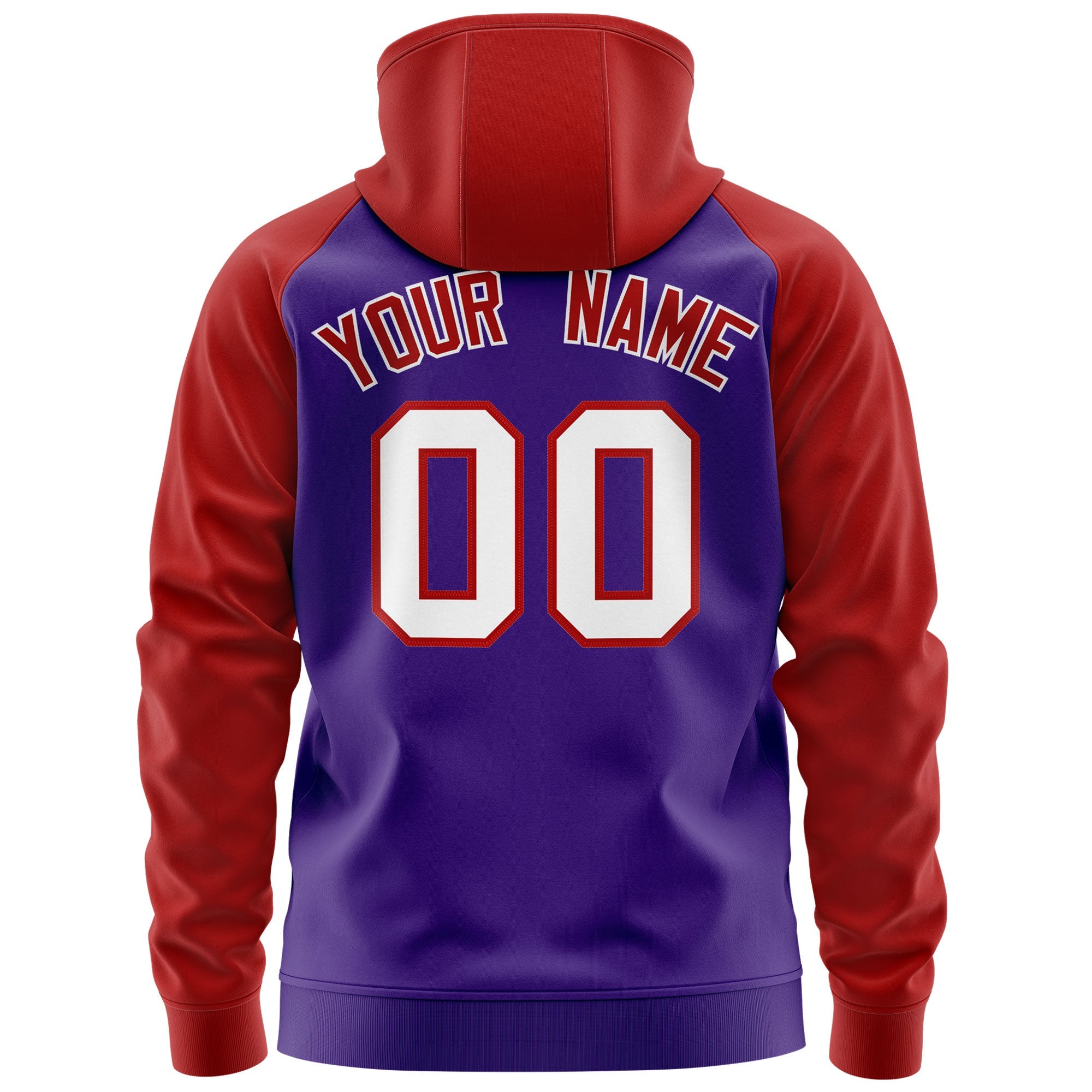 Custom Stitched Purple White-Red Raglan Sleeves Sports Full-Zip Sweatshirt Hoodie