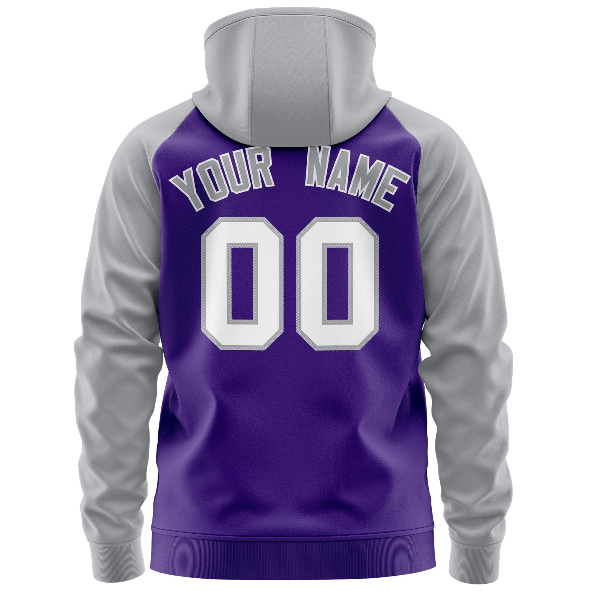 Custom Stitched Purple White-Gray Raglan Sleeves Sports Full-Zip Sweatshirt Hoodie