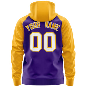 Custom Stitched Purple Gold Raglan Sleeves Sports Full-Zip Sweatshirt Hoodie