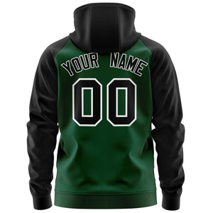 Custom Stitched Green Black-White Raglan Sleeves Sports Full-Zip Sweatshirt Hoodie