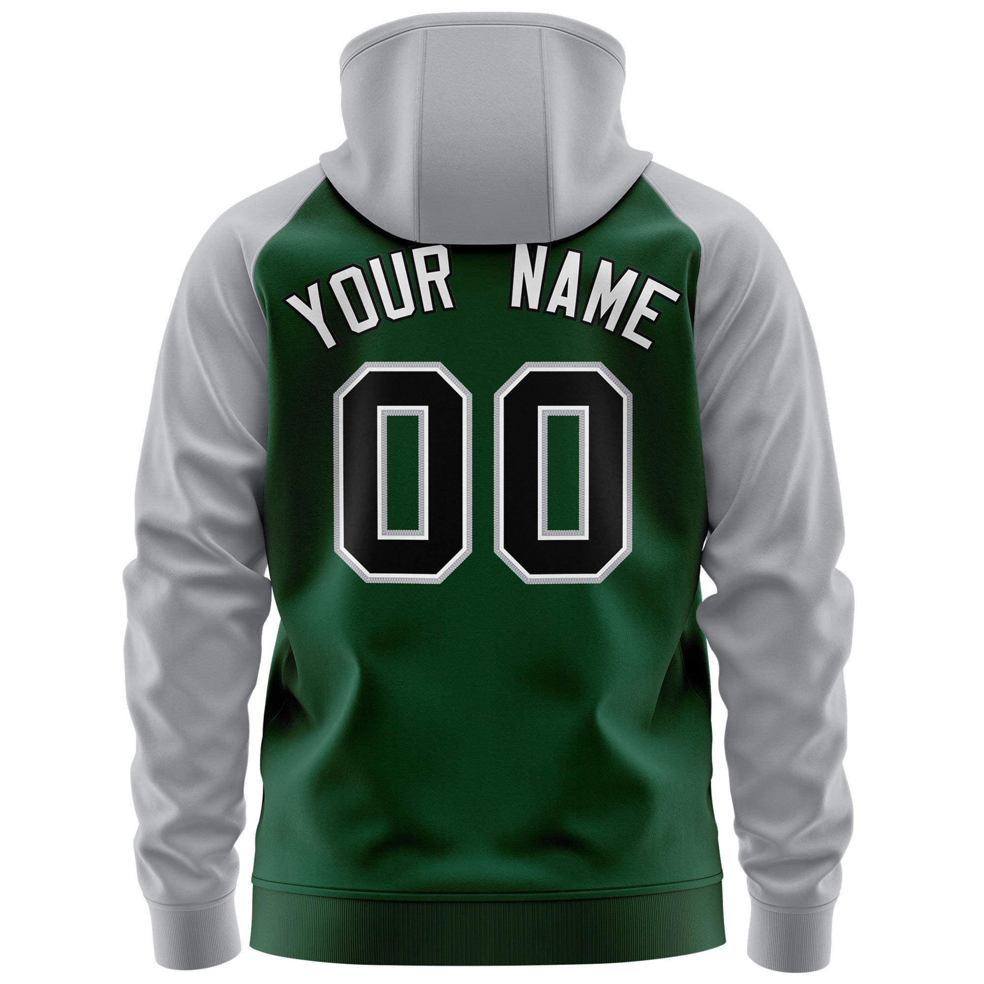 Custom Stitched Green Black-Gray Raglan Sleeves Sports Full-Zip Sweatshirt Hoodie