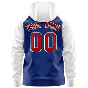 Custom Stitched Royal Red-White Raglan Sleeves Sports Full-Zip Sweatshirt Hoodie