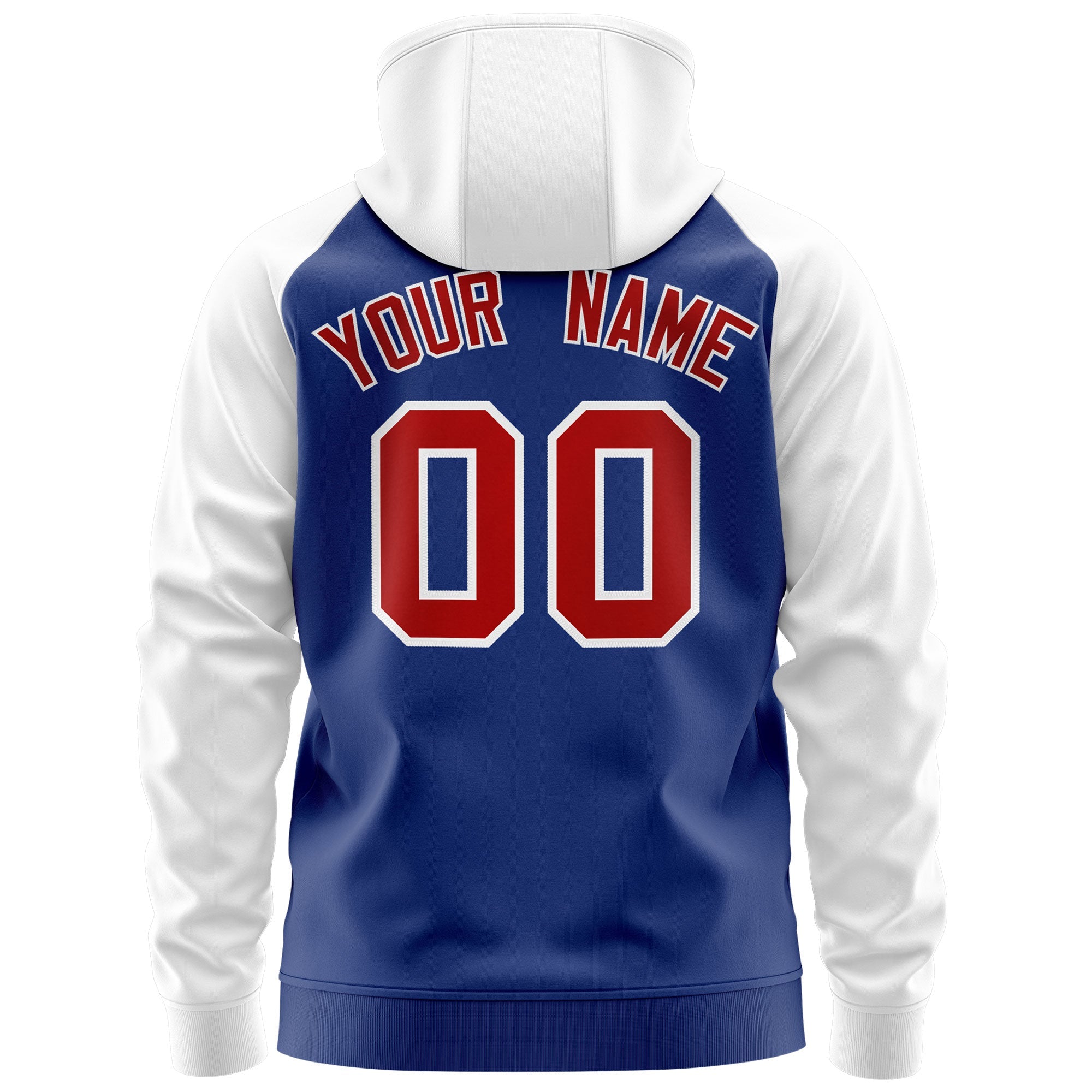 Custom Stitched Royal Red-White Raglan Sleeves Sports Full-Zip Sweatshirt Hoodie