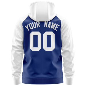 Custom Stitched Royal White Raglan Sleeves Sports Full-Zip Sweatshirt Hoodie