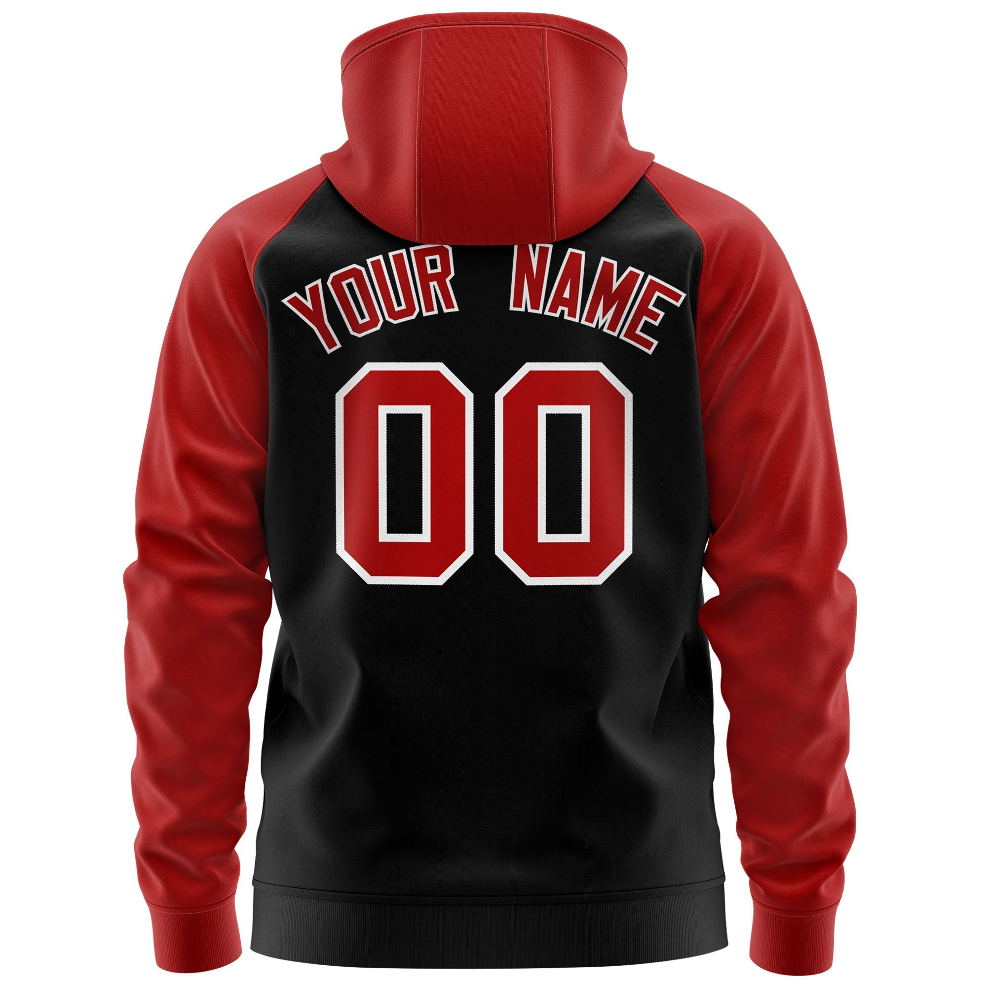 Custom Stitched Black Red-White Raglan Sleeves Sports Full-Zip Sweatshirt Hoodie