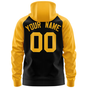 Custom Stitched Black Gold Raglan Sleeves Sports Full-Zip Sweatshirt Hoodie