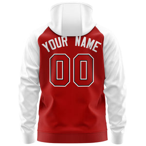 Custom Stitched Red Black-White Raglan Sleeves Sports Full-Zip Sweatshirt Hoodie