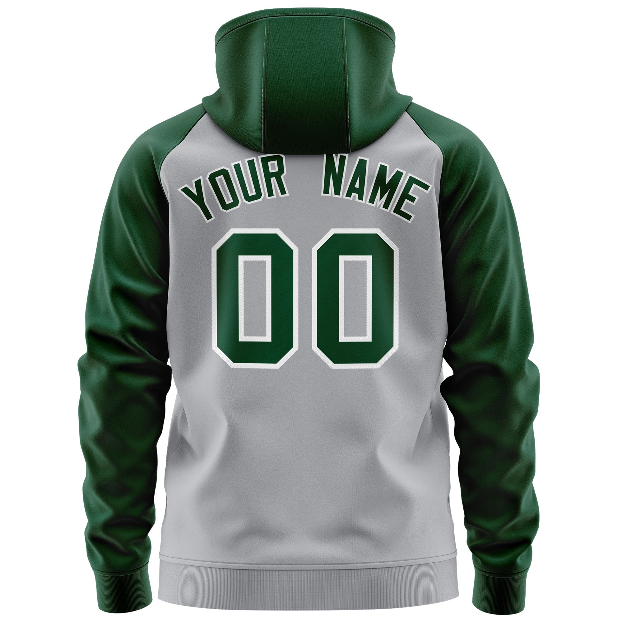 Custom Stitched Gray Green-White Raglan Sleeves Sports Full-Zip Sweatshirt Hoodie