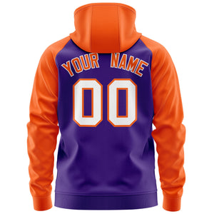 Custom Stitched Purple Orange Raglan Sleeves Sports Full-Zip Sweatshirt Hoodie