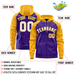 Custom Stitched Purple Gold Raglan Sleeves Sports Full-Zip Sweatshirt Hoodie