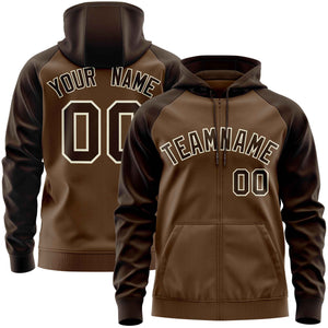 Custom Stitched Light Brown Brown Raglan Sleeves Sports Full-Zip Sweatshirt Hoodie