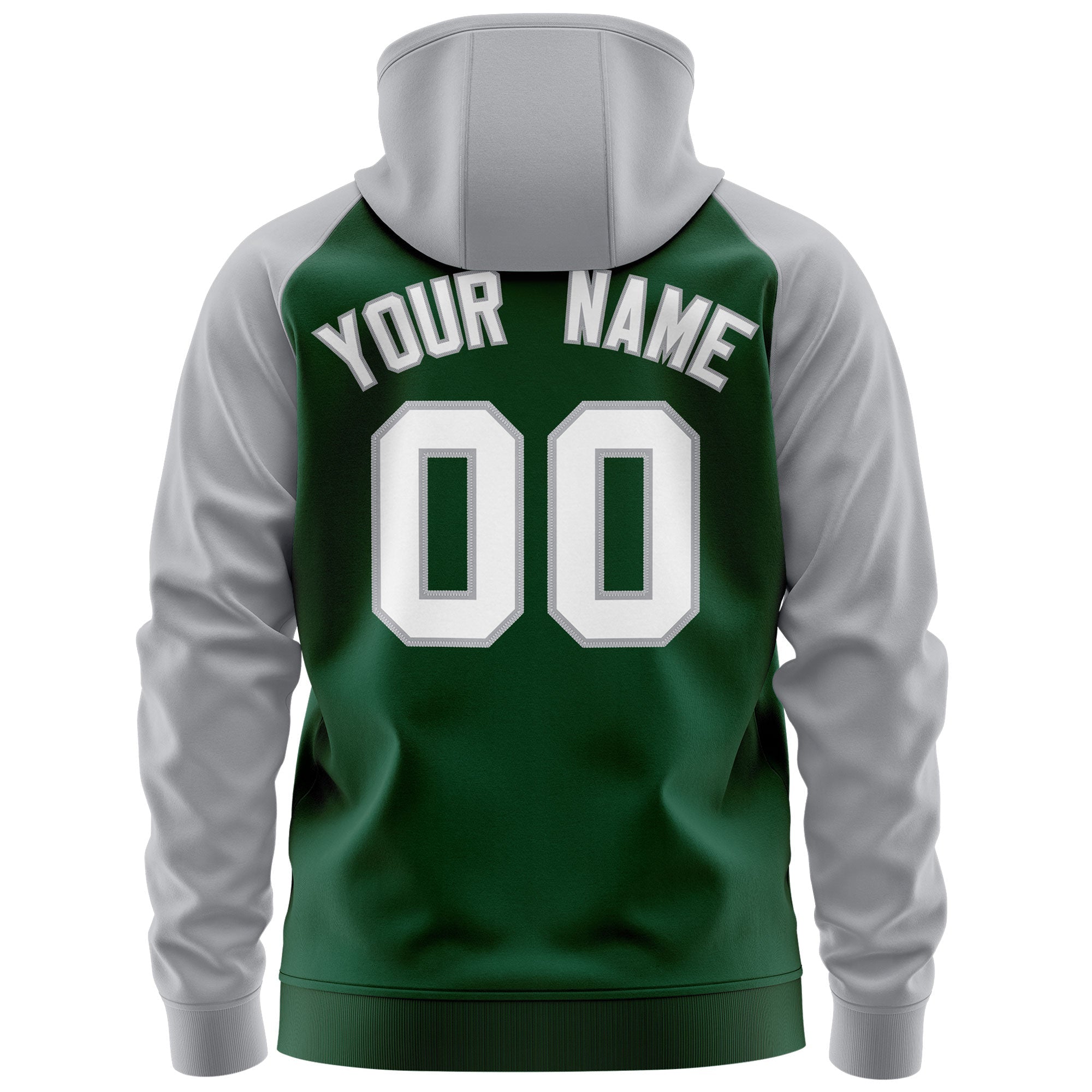 Custom Stitched Green White-Gray Raglan Sleeves Sports Full-Zip Sweatshirt Hoodie