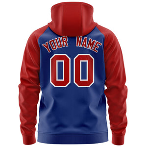 Custom Stitched Royal Red-White Raglan Sleeves Sports Full-Zip Sweatshirt Hoodie